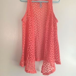 Beauties - Sleeveless Pink Peach Chevron Knit Vest - Girls - Size Medium